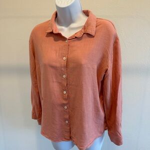 Elegant Coral Button-Down Shirt for Women
